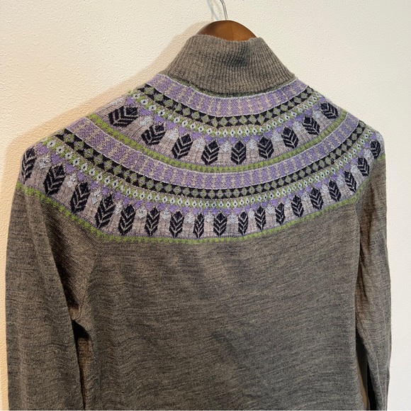 Woolrich Fair Isle Wool Blend Lightweight Zip Front Sweater Nordic - Picture 8 of 10